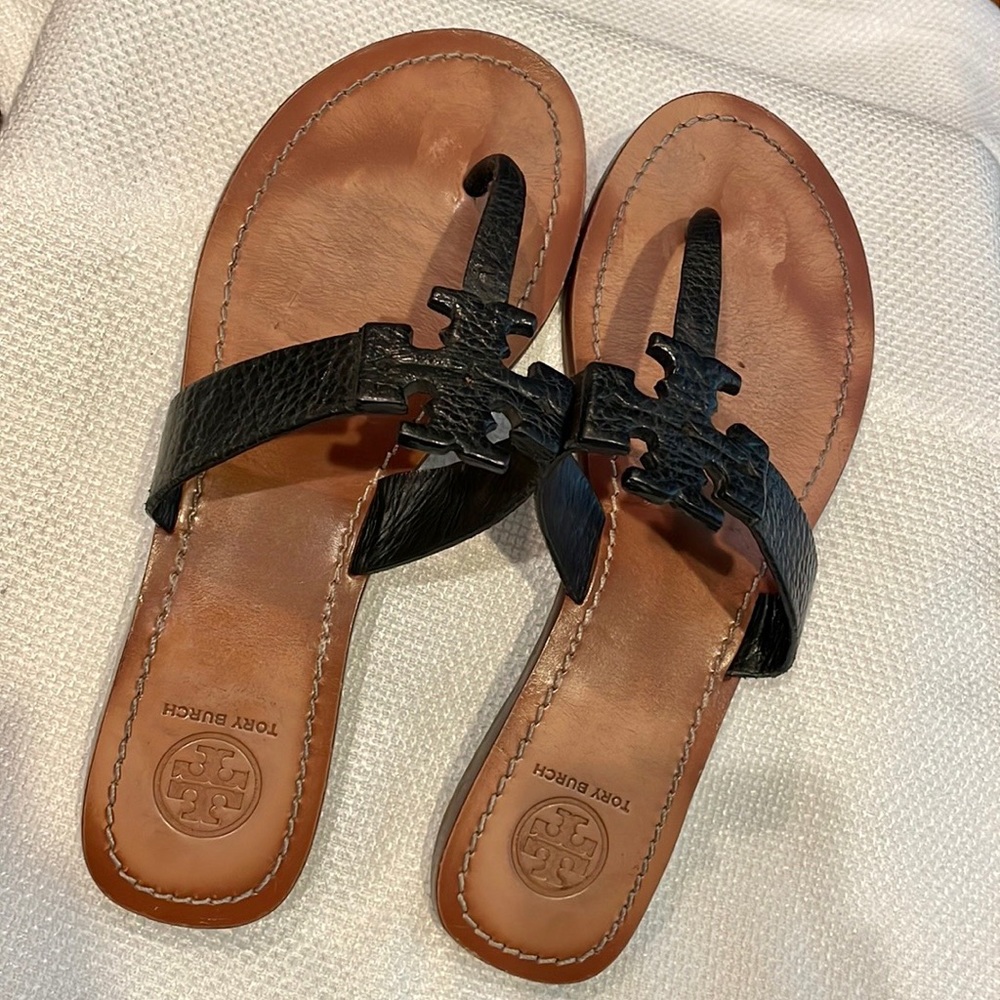 Tory Burch Leather Sandals Black size 8